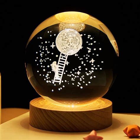 AM5592 3D Astronaut Climbing Moon Crystal Ball LED USB Night Light Lam ...