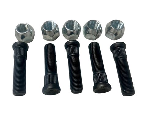 5) 1/2" x 2" Long Trailer Hub Wheel Stud Black w/ Cone Nut - same as ...
