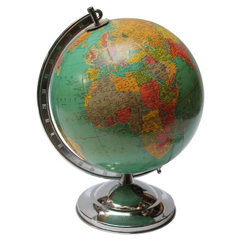 Vintage Comprehensive World Globe on Mahogany Floor Stand by Replogle ...