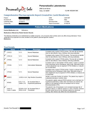 Fillable Online Comprehensive Pharmacogenetic Report Created for Cariel ...