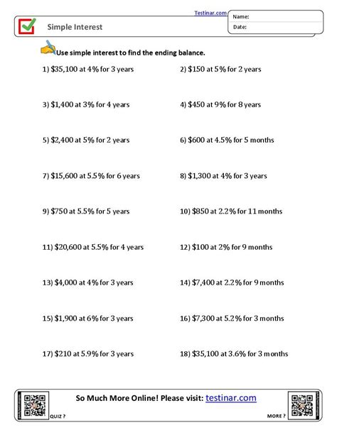 Image result for Simple-Interest Math Worksheets