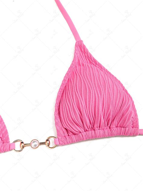 Seamolly Metal Faux Pearl Tanga Bikini Set