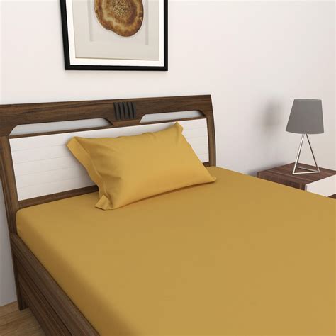 Buy Juniper Solid Yellow Single Bedsheet Set - 2Pcs from Home Centre at ...