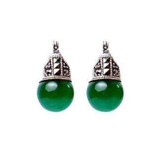 Buy ZAVIER 925 Sterling Silver Oxidised Green Aventurine Earrings For ...