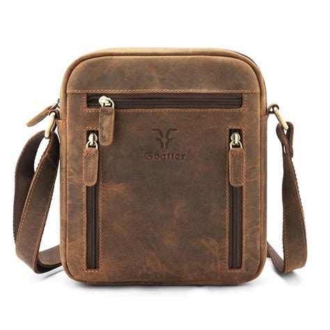 Goatter Genuine Leather Multi Pocket 9" Inch Messenger Sling Bag For ...