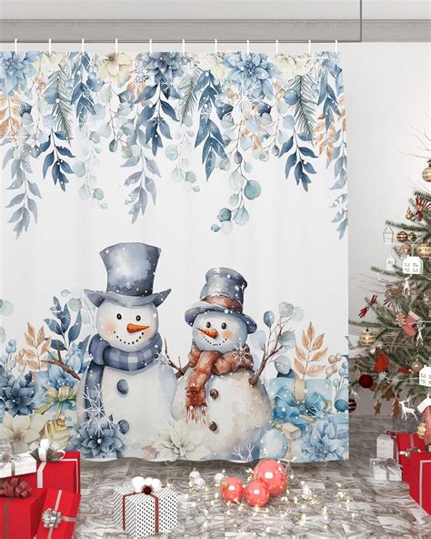 Amazon.com: Christmas Shower Curtains for Bathroom, Snowman Shower ...