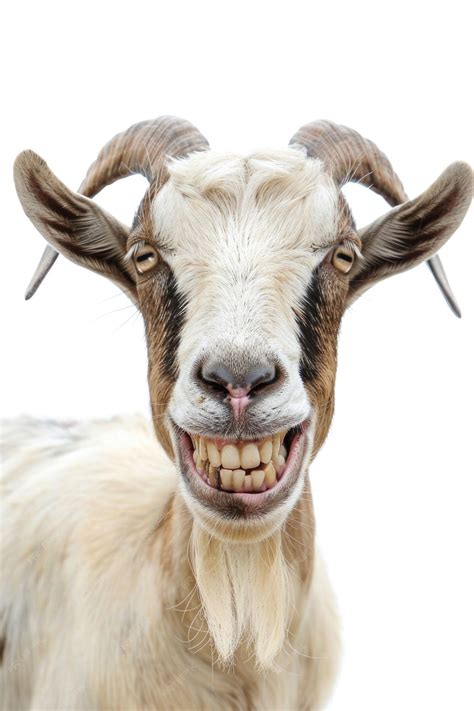 Premium Photo | A goat grinning with its teeth showing isolated on a ...