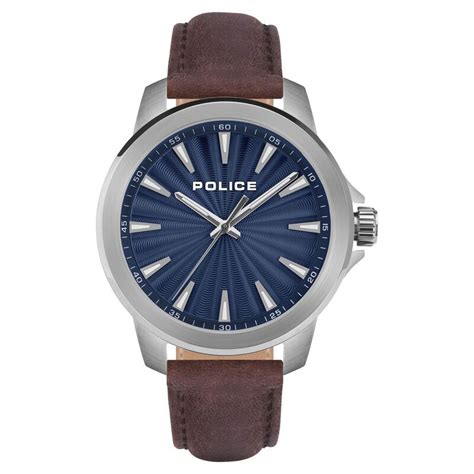 Buy Online Police Blue Dial Brown Strap Analog Watch for Men ...