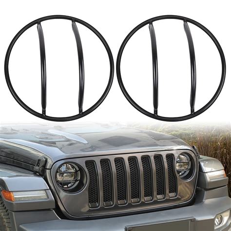 Car Headlight Cover Black Headlight Cover Decoration Cover Iron For Jeep Wrangler JL 2018+ Auto ...