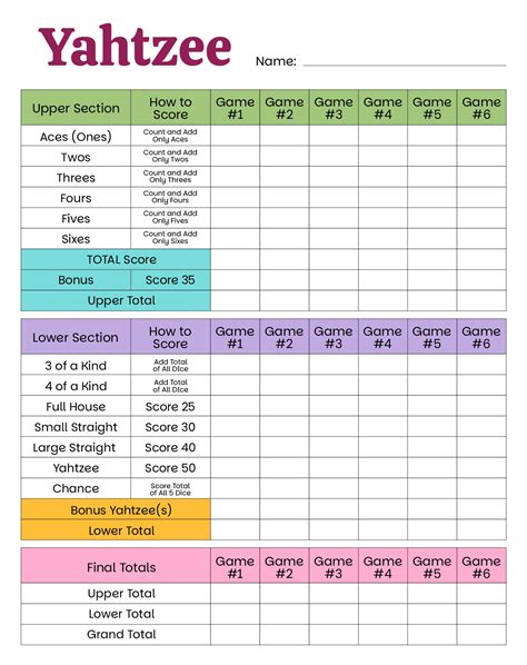 Large Yahtzee Score Sheets - 10 Free PDF Printables | Printablee