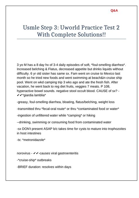 Usmle Step 3 Uworld Practice Test 2 With Complete Solutions!! - USMLE ...