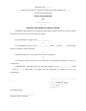 Motion and Order to Reduce Bond and release on own recognizance Doc ...