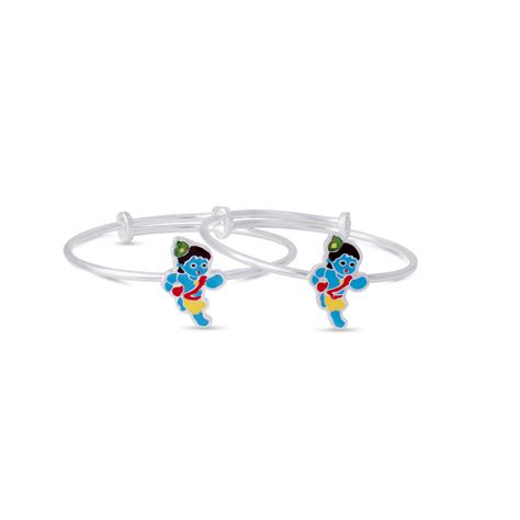 Silver Enamel Baby Kada - Little Krishna Edition – Mashha