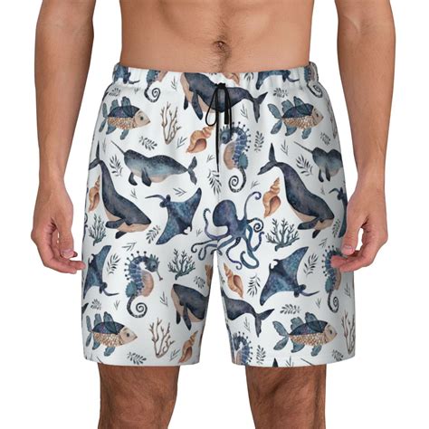 Kdxio Underwater Animals 1 Print Men's Swim Trunks with Compression ...