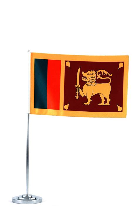 Classic Flags Srilanka Miniature Table Flag with A Classy Silver ...