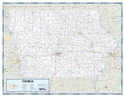 Iowa Highway Wall Map in 2025 | Wall maps, Highway map, County map