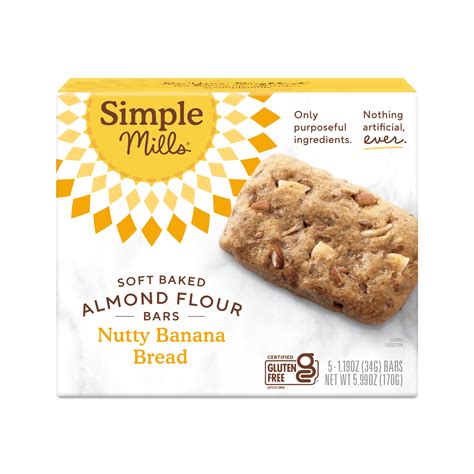 Simple Mills Almond Flour Snack Bars, Nutty Banana Bread, Gluten-Free ...