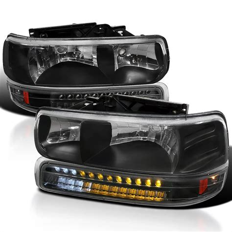 Spec-D Tuning Black Housing Clear Lens Headlights + LED Bumper Lights ...