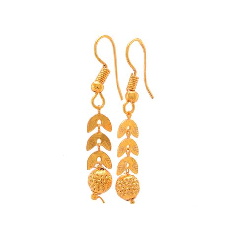 Gold-Toned Leaf Shaped Drop Earrings – Jewar Mandi