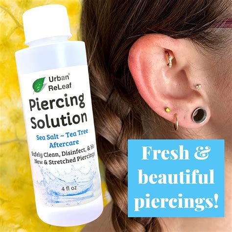 Urban ReLeaf Set of 2 Piercing Solution Healing Sea Salts Tea Tree AFTERCARE 4 oz - Cleanse and ...
