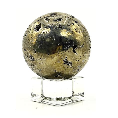 Plus Value Natural Peru Pyrite Ball with Crystal Stand Money Magnet ...