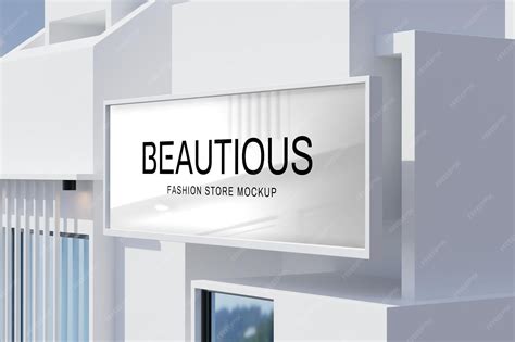 Premium PSD | Logo sign mockup on white facade beauty fashion store