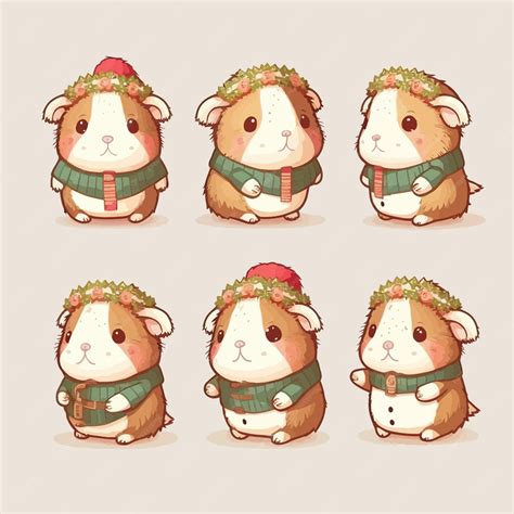 Premium Vector | Illustration collection of cute guinea pig in ...