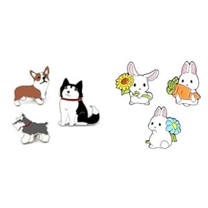 FURE Combo of Pawsitively Adorable Dog & Cute Rabbit Set of Enamel Pins ...