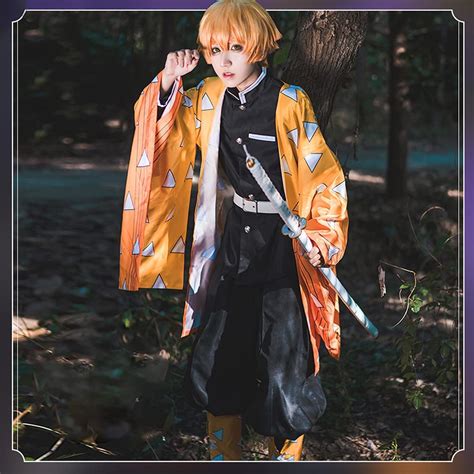 Buy Formemory Zenitsu Cosplay Outfit Set, 8 PCS Demon Slayer Cosplay ...