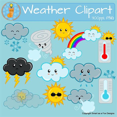 Weather Clipart Sunny Snow Cloudy Windy Rain Tornado Temperature ...