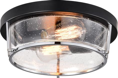 winsmart Black Flush Mount Ceiling Light Fixture，12 inch 2-Lights ...