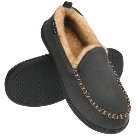 Vonmay - VONMAY Men's Moccasin Slippers Fuzzy House Shoes Fluffy Fur ...