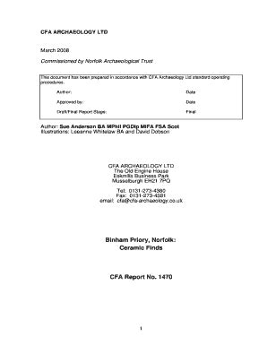 Fillable Online CFA ARCHAEOLOGY LTD Fax Email Print - pdfFiller