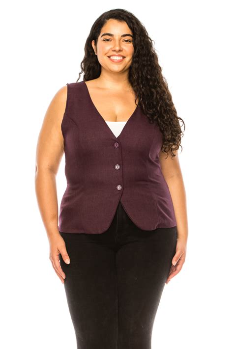 Women's Women's Plus Size Dressy Casual Vest Three Button Tuxedo Suit ...