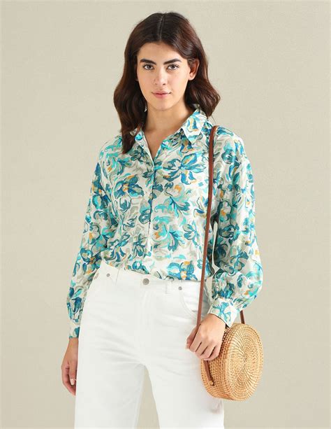 Buy Women Floral Print Spread Collar Shirt Blue|U.S. Polo Assn. India