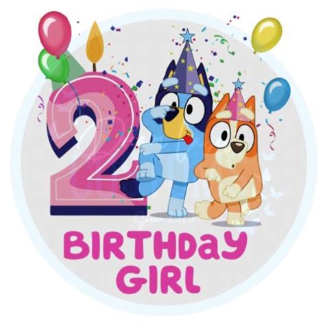 Bluey Birthday Girl PNG, Bluey 2nd Birthday Girl PNG, Blue Dog Birthday ...