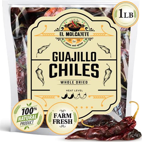Dried Guajillo Chile Peppers BCF26 16oz (1LB) - All Natural, Mild to ...