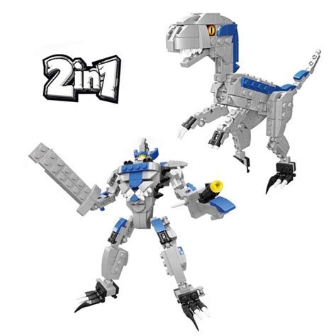 Dinosaur 2-in-1 Building Blocks Velociraptor & Mech Robot - 231 Pieces ...