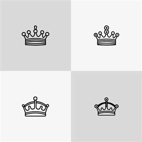 Schwarze Krone-Silhouette-Icon-Set | Premium Vektor