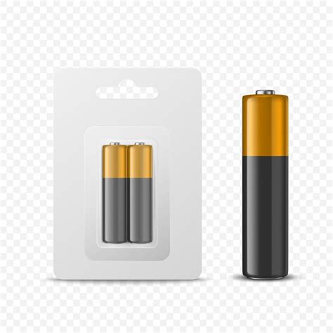 Vector 3d realistic two alkaline battery in paper blister and battery ...