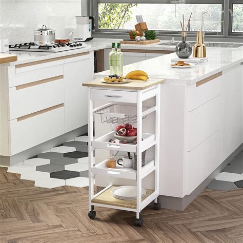 HOMCOM Mobile Kitchen Cart, Rolling Kitchen Island India | Ubuy