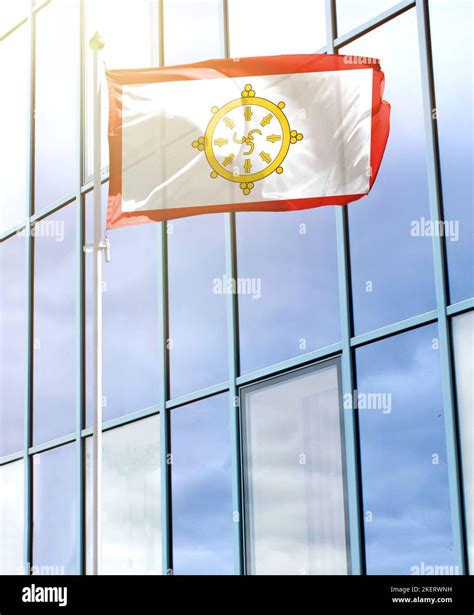 Flag of Sikkim on a flagpole Stock Photo - Alamy