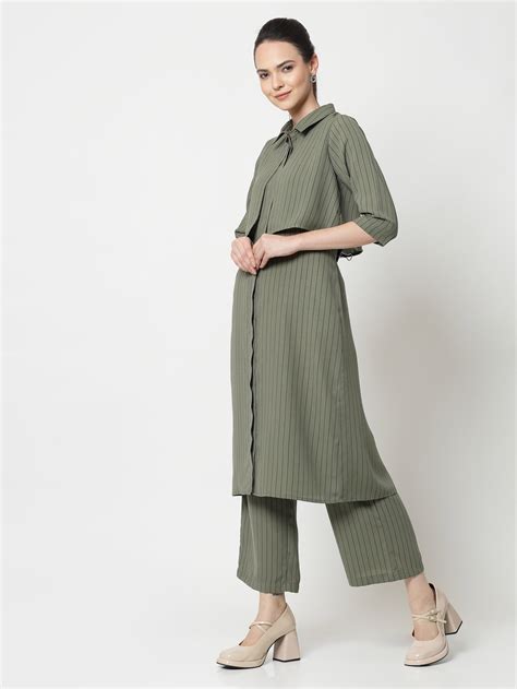 Buy Olive Long Dresses for Women Online with Overlap Flaps