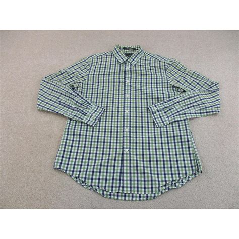 Eddie Bauer Shirt Adult Medium Green Blue Button Up... - Depop