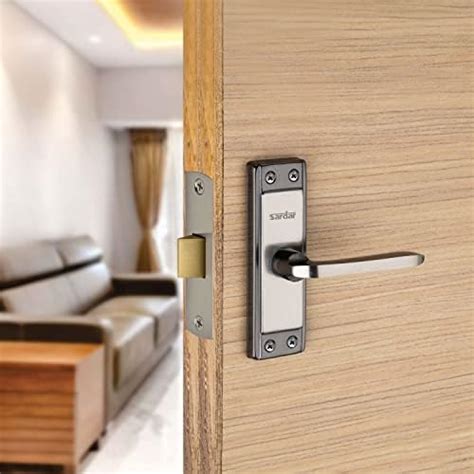 SARDAR Russo 5" Black Silver Iron Bathroom Door Handle Set With Keyless ...