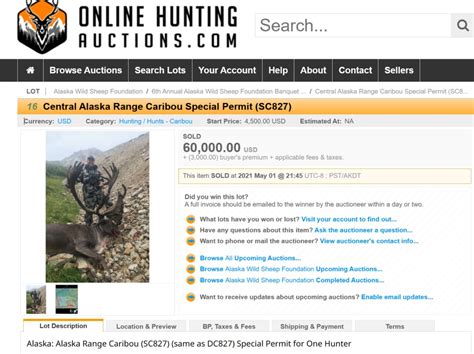 2026 Ak Governors SC827 Alaska Range Caribou Permits Hunt Raffle | SCI ...