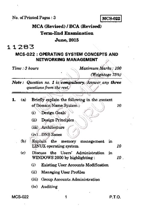 MCS-022 Previous Question paper - No. of Printed Pages : 3 I MCS- MCA ...