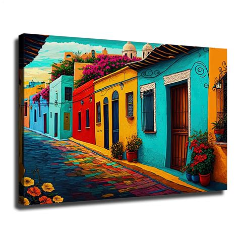 Mexican Village Painting, Mexican Art Prints, Mexican Art Decor ...