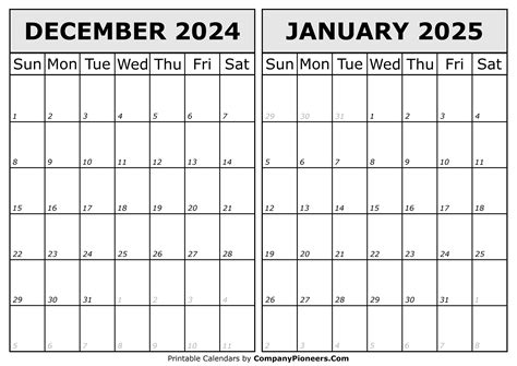 Free Dec Jan Calendar Printable 2024: Plan Now! - Printables for Everyone