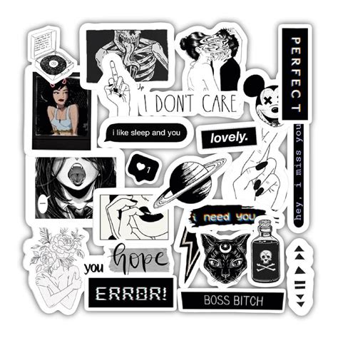 woopme 27 Pcs Black White Printed Scrapbook Learning Vinyl Stickers ...